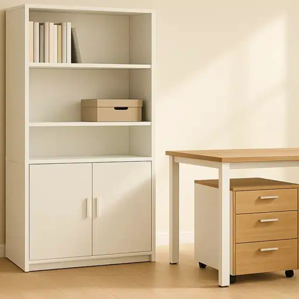 construidos con placas de Melamina Dimensionada para un ambiente de trabajo minimalista.